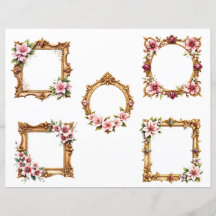 Barocka blomsterram utklippsark för scrapbooking