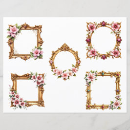 Barocka blomsterram utklippsark för scrapbooking