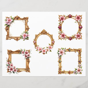 Barocka blomsterram utklippsark för scrapbooking