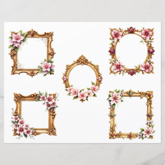 Barocka blomsterram utklippsark för scrapbooking