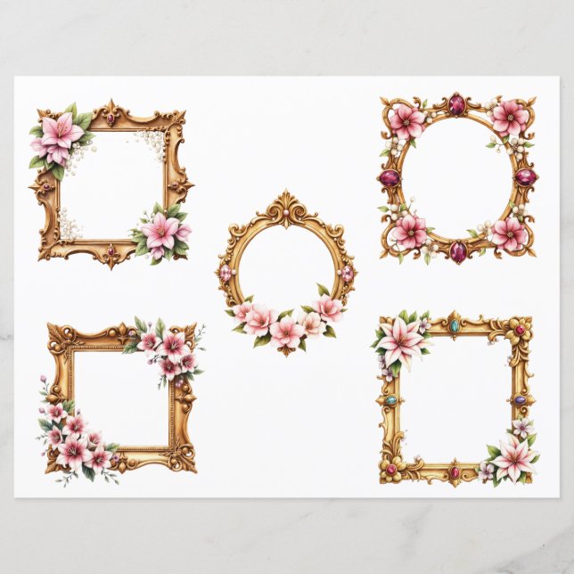 Barocka blomsterram utklippsark för scrapbooking (Framsida)