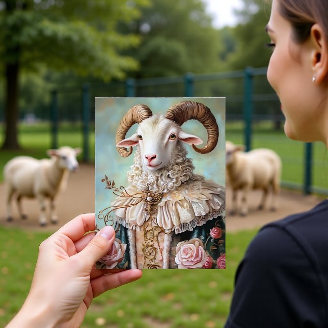 Barocka geten kunglig blå guld design vykort (Skapare uppladdad)