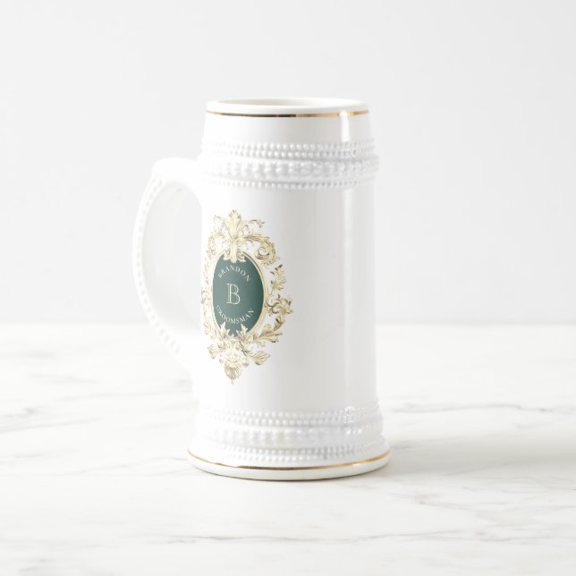 Barocka monogram bröllopsdammar sejdel (Framsida vänster)