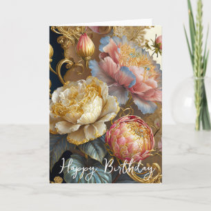 Barockblommor födelsedag kort