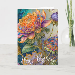 Barockblommor födelsedag kort