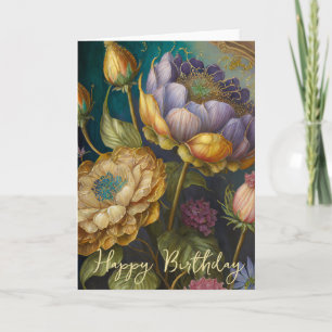 Barockblommor födelsedag kort