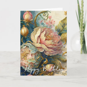 Barockblommor födelsedag kort