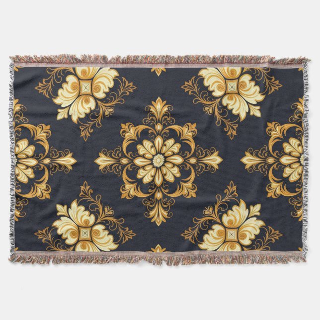 "Barockes Ornament-Muster in Gold und Schwarz" Dec Filt (Framsidan)