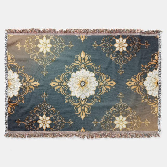 "Barockes Ornament-Muster in Gold und Schwarz" Dec Filt (Framsidan)