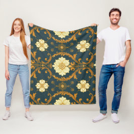 "Barockes Ornament-Muster in Gold und Schwarz" Dec Fleecefilt