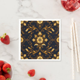 "Barockes Ornament-Muster in Gold und Schwarz" Dec Pappersservett