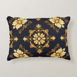 "Barockes Ornament-Muster in Gold und Schwarz" Dec Prydnadskudde