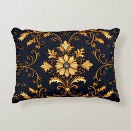 "Barockes Ornament-Muster in Gold und Schwarz" Dec Prydnadskudde