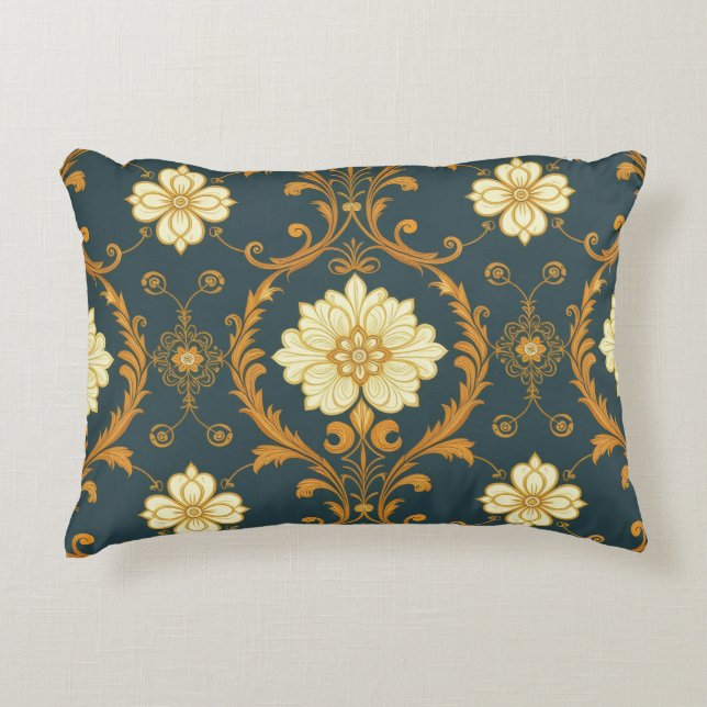 "Barockes Ornament-Muster in Gold und Schwarz" Dec Prydnadskudde (Framsidan)