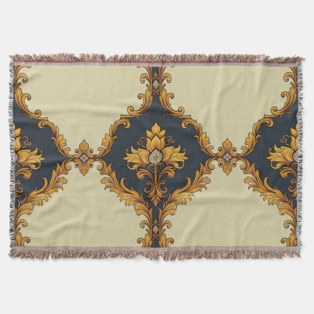 "Barockes Ornament-Muster in Gold und Schwarz" Filt (Framsidan)