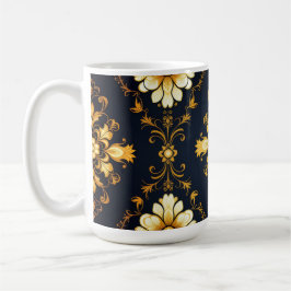 "Barockes Ornament-Muster in Gold und Schwarz" Kaffemugg