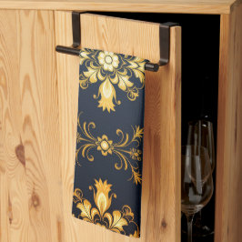 "Barockes Ornament-Muster in Gold und Schwarz" Kökshandduk