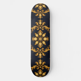 "Barockes Ornament-Muster in Gold und Schwarz" Mini Skateboard Bräda 18,5 Cm