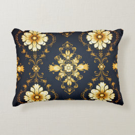 "Barockes Ornament-Muster in Gold und Schwarz" Prydnadskudde