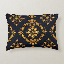 "Barockes Ornament-Muster in Gold und Schwarz" Prydnadskudde