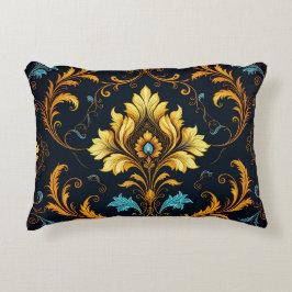 "Barockes Ornament-Muster in Gold und Schwarz" Prydnadskudde