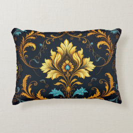 "Barockes Ornament-Muster in Gold und Schwarz" Prydnadskudde