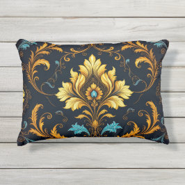 "Barockes Ornament-Muster in Gold und Schwarz" Utomhuskudde
