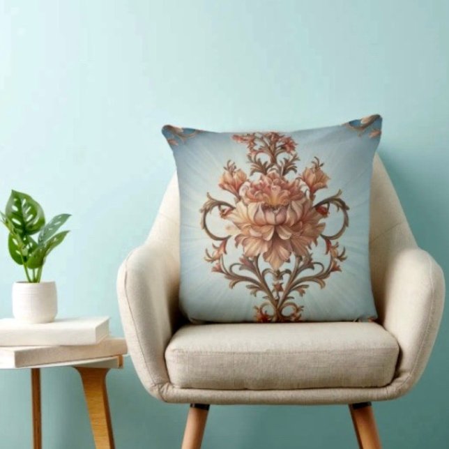 Barockros  kudde (Baroque Rose Throw Pillow High quality 100% polyester hidden zipper enclosure.)