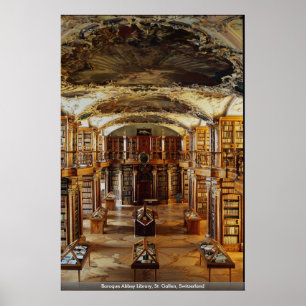 Barockt Abbeybibliotek, St Gallen, Schweitz Poster