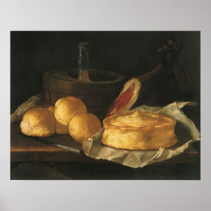 Barockt stilleben för vintage med bröd som är poster