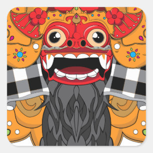 Barong Bali Fyrkantigt Klistermärke