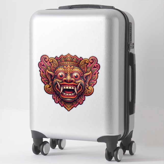 Barong-maskdekal – Balinesisk Klistermärken (Resväska)