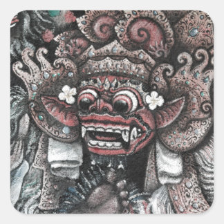 Barong och Rangda Bali Fyrkantigt Klistermärke