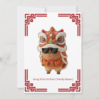 Barongsai Capybara Kinesiskt Nyår Kort