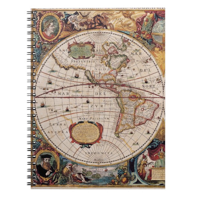 Baroque Americas Karta Art Notebook Anteckningsbok (Framsidan)