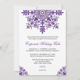 Baroque Ametyst Glitter Julfest Inbjudningar