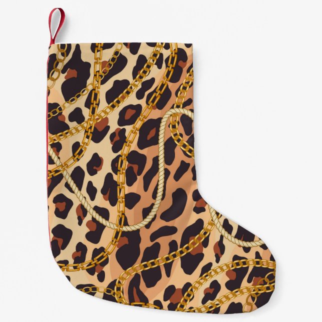 Baroque Animal Print, chain Design Liten Julstrumpa (Framsidan)