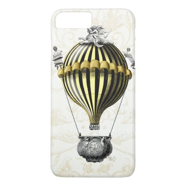 Baroque Balloon Black Gult Case-Mate iPhone Skal (Baksida)