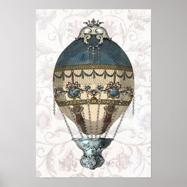 Baroque Balloon Blue & Cream Poster (Framsidan)