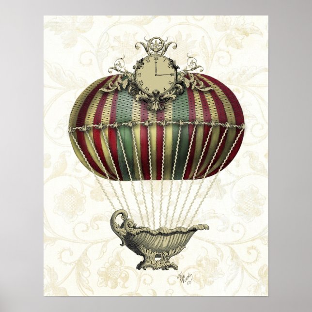 Baroque Balloon med Clock Poster (Framsidan)
