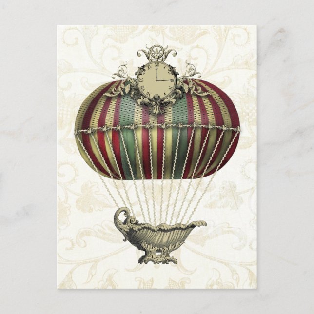 Baroque Balloon med Clock Vykort (Framsida)