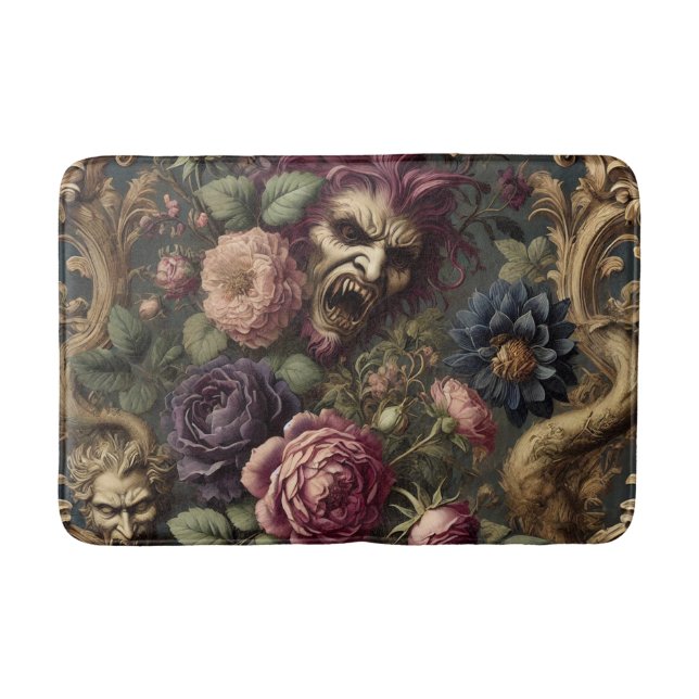 Baroque Battles & Blooms - Gothic Blommigt Design Badrumsmatta (Framsidan)