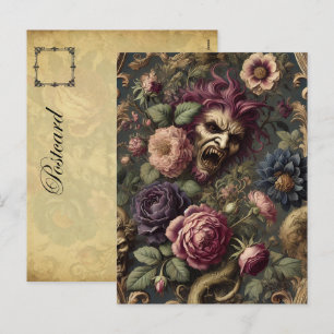 Baroque Battles & Blooms - Gothic Blommigt Design Helg Vykort