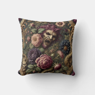 Baroque Battles & Blooms - Gothic Blommigt Design Kudde