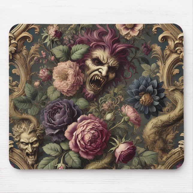 Baroque Battles & Blooms - Gothic Blommigt Design Musmatta (Framsidan)