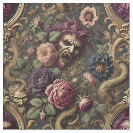 Baroque Battles & Blooms - Gothic Påstående Tile Tyg