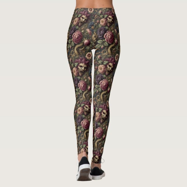 Baroque Battles & Blooms - Gothic Victorian Leggings (Baksida)