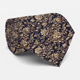 Baroque Black & Guld Blommigt Necktie Slips
