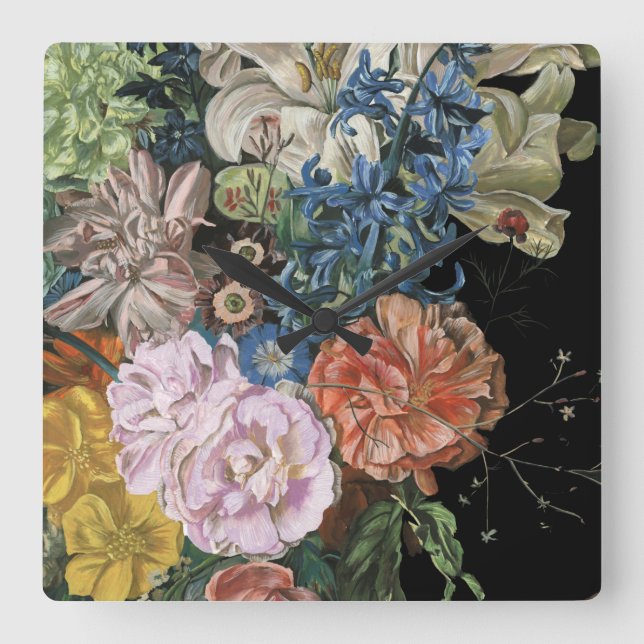 Baroque Blommigt - Bouquet Fyrkantig Klocka (Framsida)