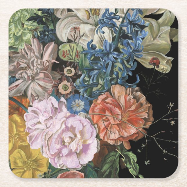 Baroque Blommigt - Bouquet Underlägg Papper Kvadrat (Framsidan)